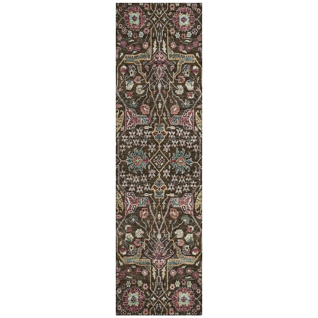LOOMLAN Rugs Leon Brown Washable Indoor-Outdoor Rug