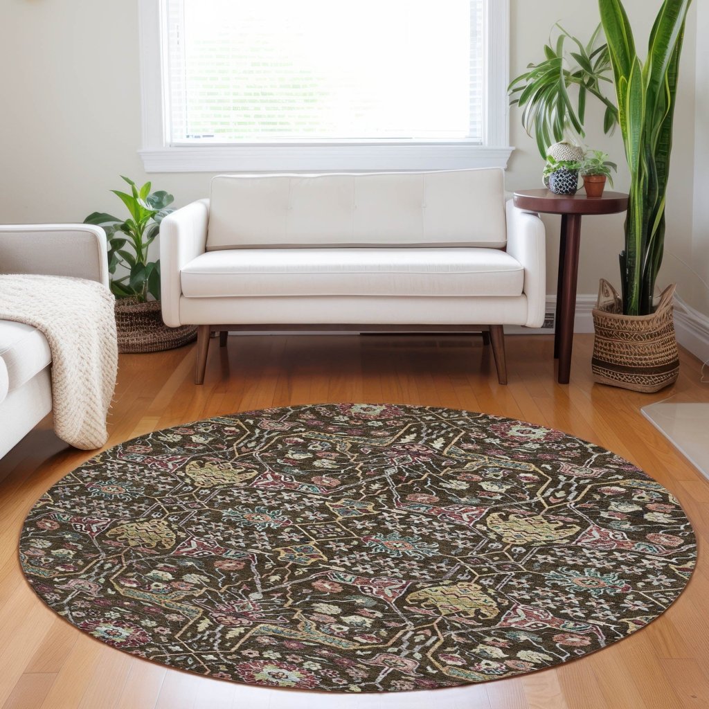 LOOMLAN Rugs Leon Brown Washable Indoor-Outdoor Rug