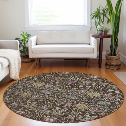 LOOMLAN Rugs Leon Brown Washable Indoor-Outdoor Rug