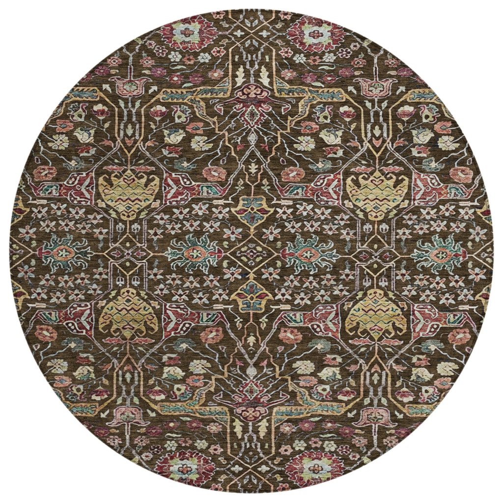 LOOMLAN Rugs Leon Brown Washable Indoor-Outdoor Rug
