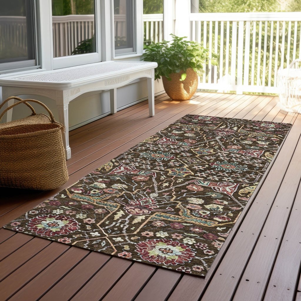 LOOMLAN Rugs Leon Brown Washable Indoor-Outdoor Rug