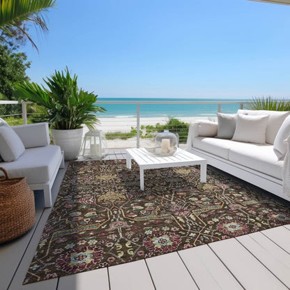 LOOMLAN Rugs Leon Brown Washable Indoor-Outdoor Rug