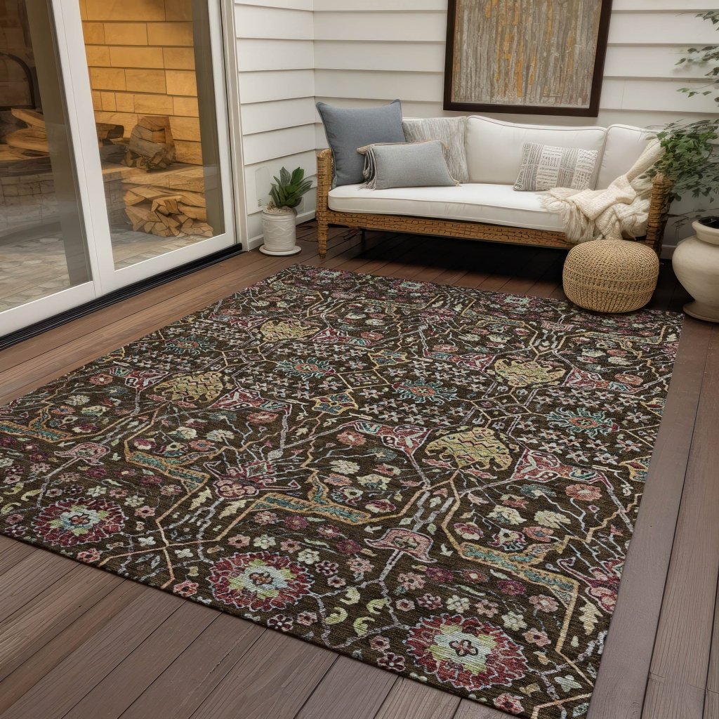 LOOMLAN Rugs Leon Brown Washable Indoor-Outdoor Rug