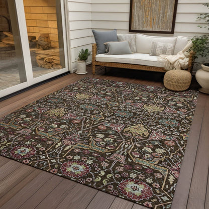 LOOMLAN Rugs Leon Brown Washable Indoor-Outdoor Rug