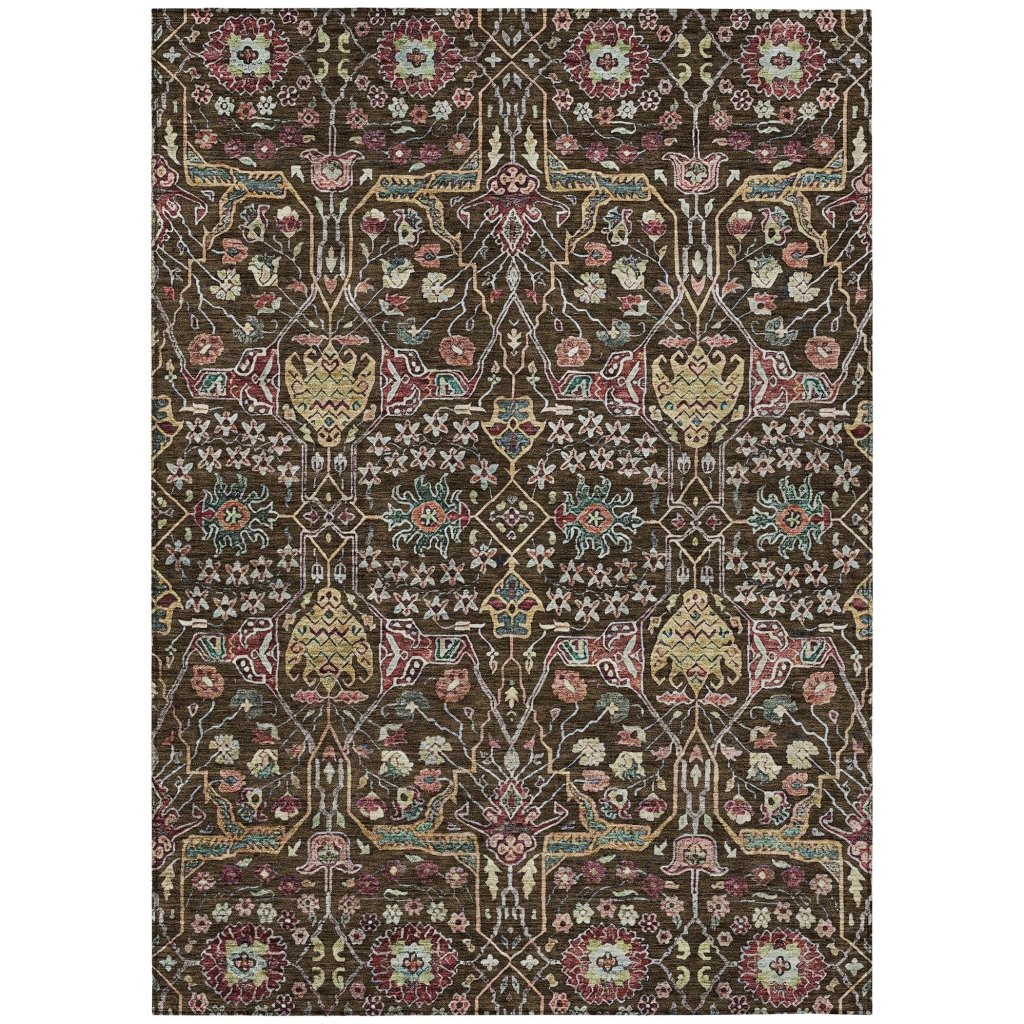 LOOMLAN Rugs Leon Brown Washable Indoor-Outdoor Rug