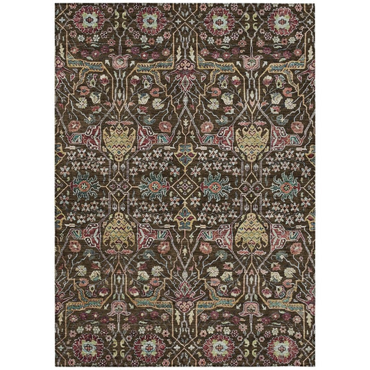 LOOMLAN Rugs Leon Brown Washable Indoor-Outdoor Rug