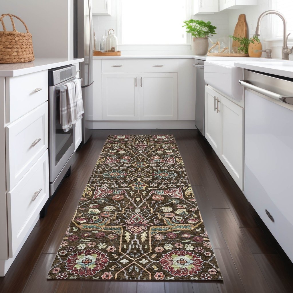 LOOMLAN Rugs Leon Brown Washable Indoor-Outdoor Rug