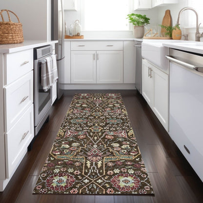 LOOMLAN Rugs Leon Brown Washable Indoor-Outdoor Rug