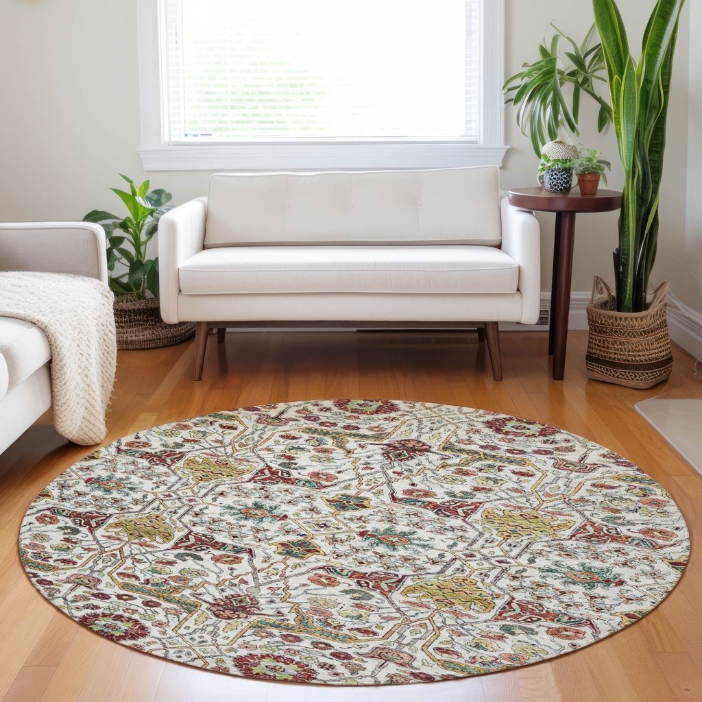 LOOMLAN Rugs Leon Ivory Washable Indoor-Outdoor Rug