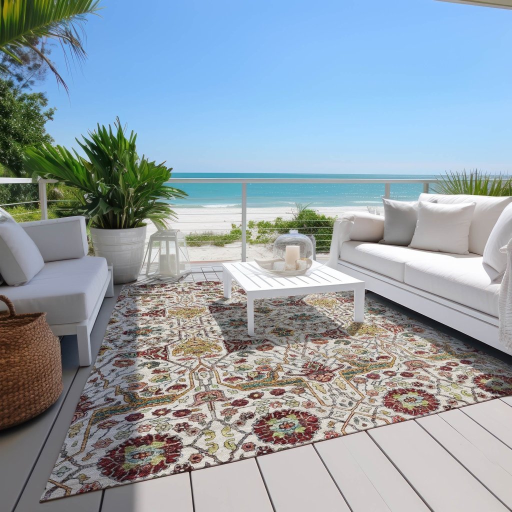 LOOMLAN Rugs Leon Ivory Washable Indoor-Outdoor Rug