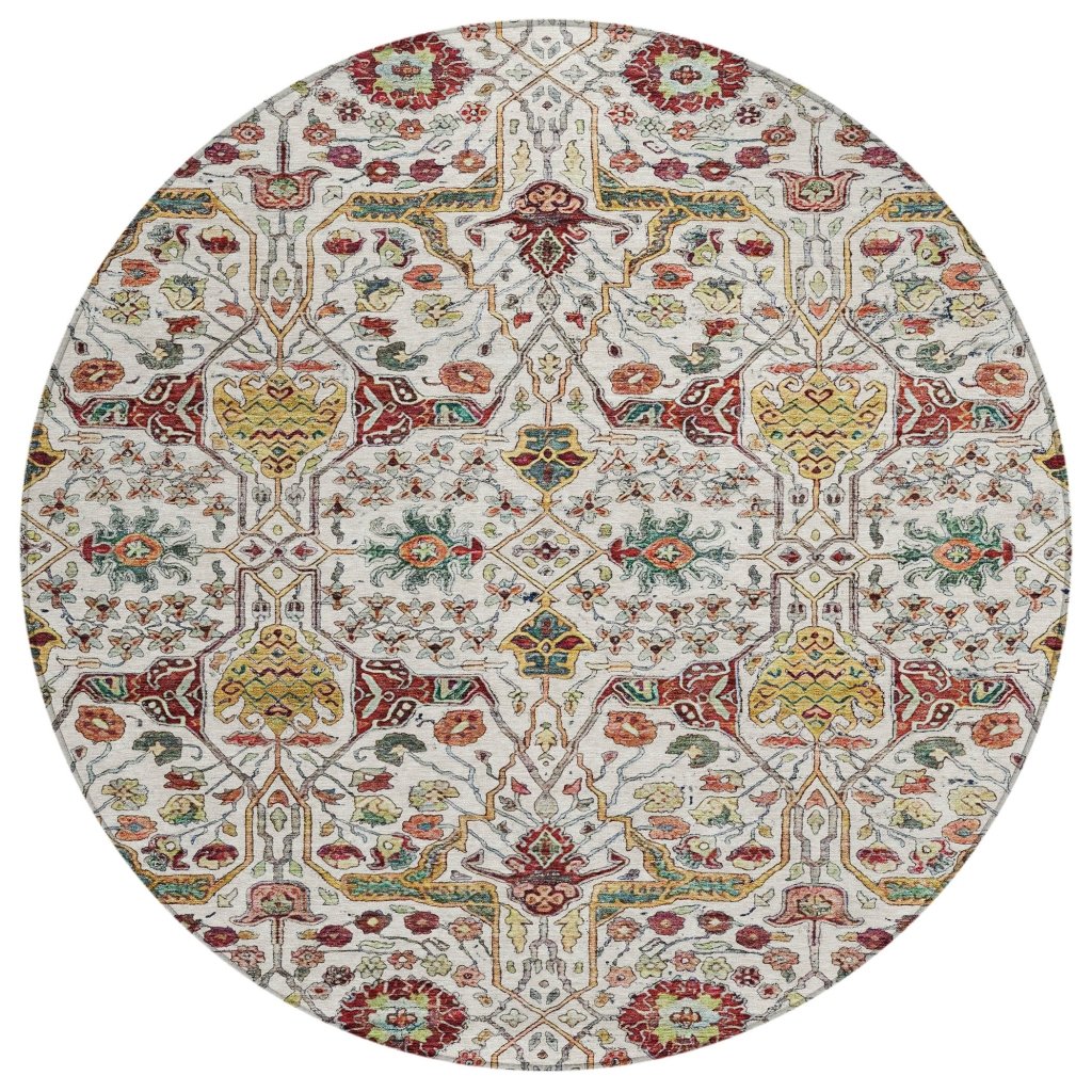 LOOMLAN Rugs Leon Ivory Washable Indoor-Outdoor Rug