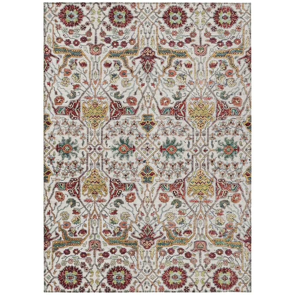 LOOMLAN Rugs Leon Ivory Washable Indoor-Outdoor Rug
