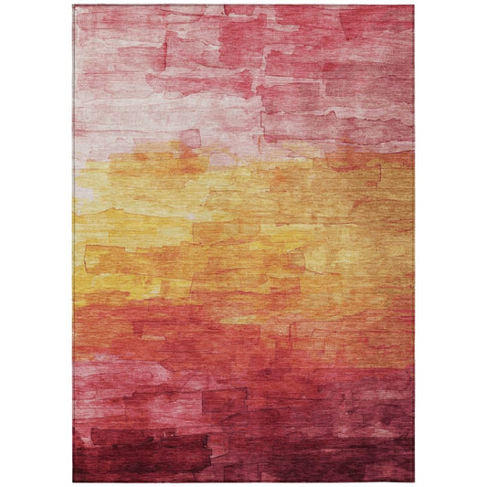 LOOMLAN Rugs Lethrae Pink Washable Indoor-Outdoor Rug