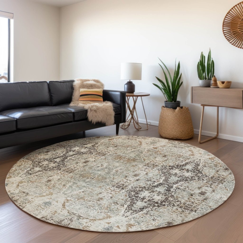 LOOMLAN Rugs Leyrana Ivory Washable Indoor-Outdoor Rug