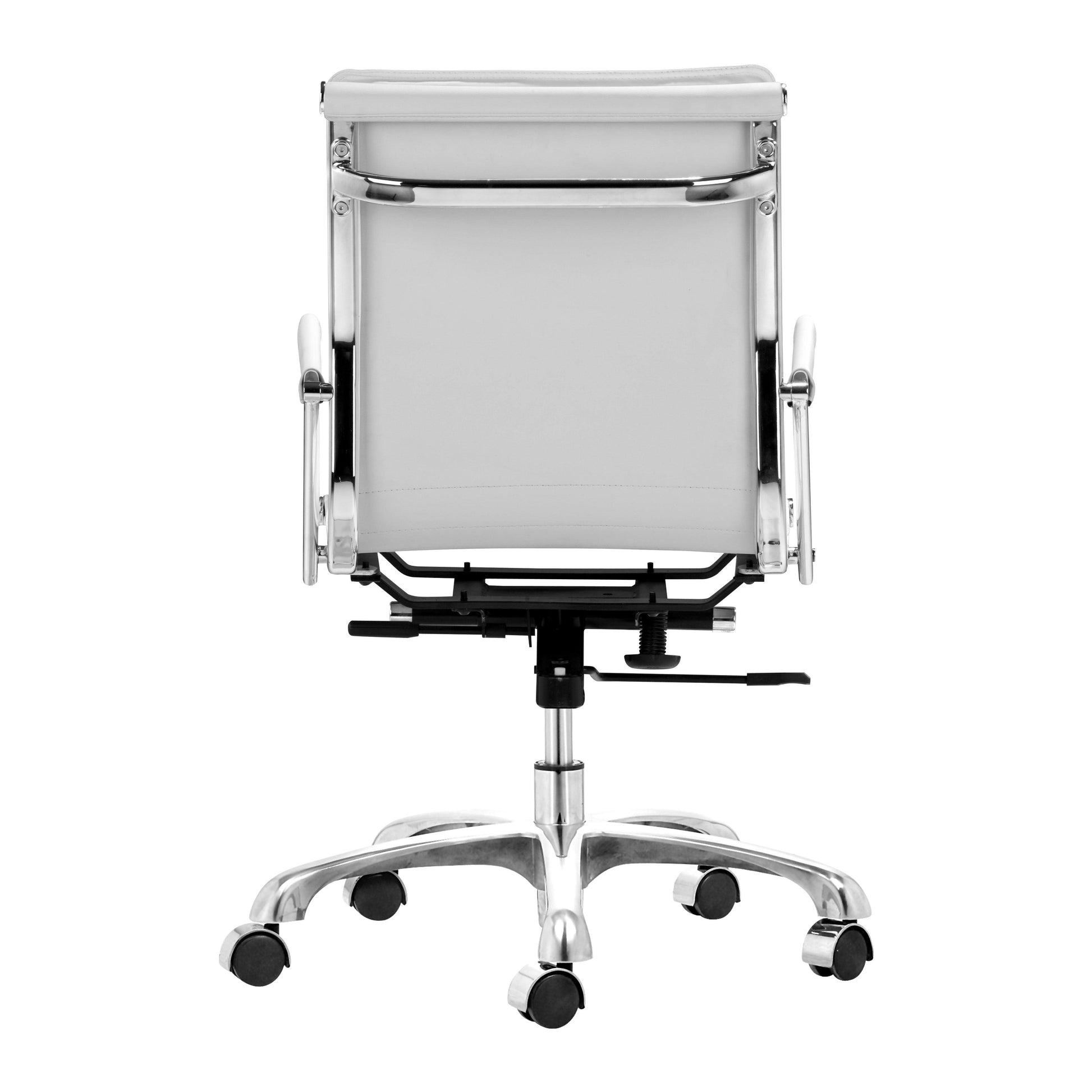 Lider Plus Office Chair White - Sideboards and Things Color_Silver, Color_White, Depth_20-30, Features_Adjustable Height, Finish_Polished, Height_30-40, Materials_Metal, Materials_Upholstery, Metal Type_Aluminum, Metal Type_Steel, Upholstery Type_Leather, Upholstery Type_Vegan Leather, Width_20-30