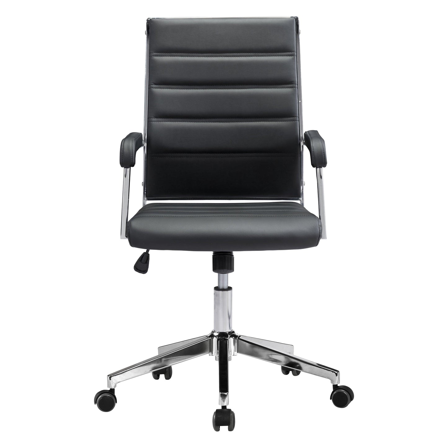 Liderato Office Chair Black - Sideboards and Things Brand_Zuo Modern, Color_Black, Color_Silver, Depth_20-30, Features_Adjustable Height, Features_Swivel, Finish_Polished, Height_30-40, Materials_Metal, Materials_Upholstery, Metal Type_Steel, Upholstery Type_Leather, Upholstery Type_Vegan Leather, Width_20-30