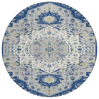 LOOMLAN Rugs Lidia Blue Washable Indoor-Outdoor Rug