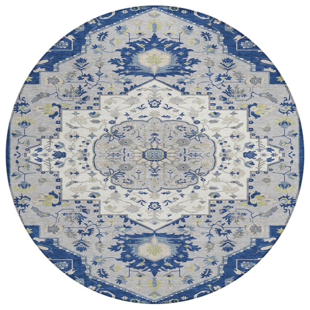 LOOMLAN Rugs Lidia Blue Washable Indoor-Outdoor Rug