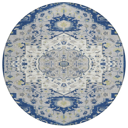 LOOMLAN Rugs Lidia Blue Washable Indoor-Outdoor Rug
