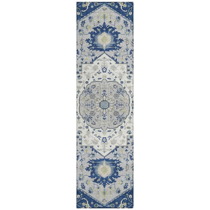 LOOMLAN Rugs Lidia Blue Washable Indoor-Outdoor Rug