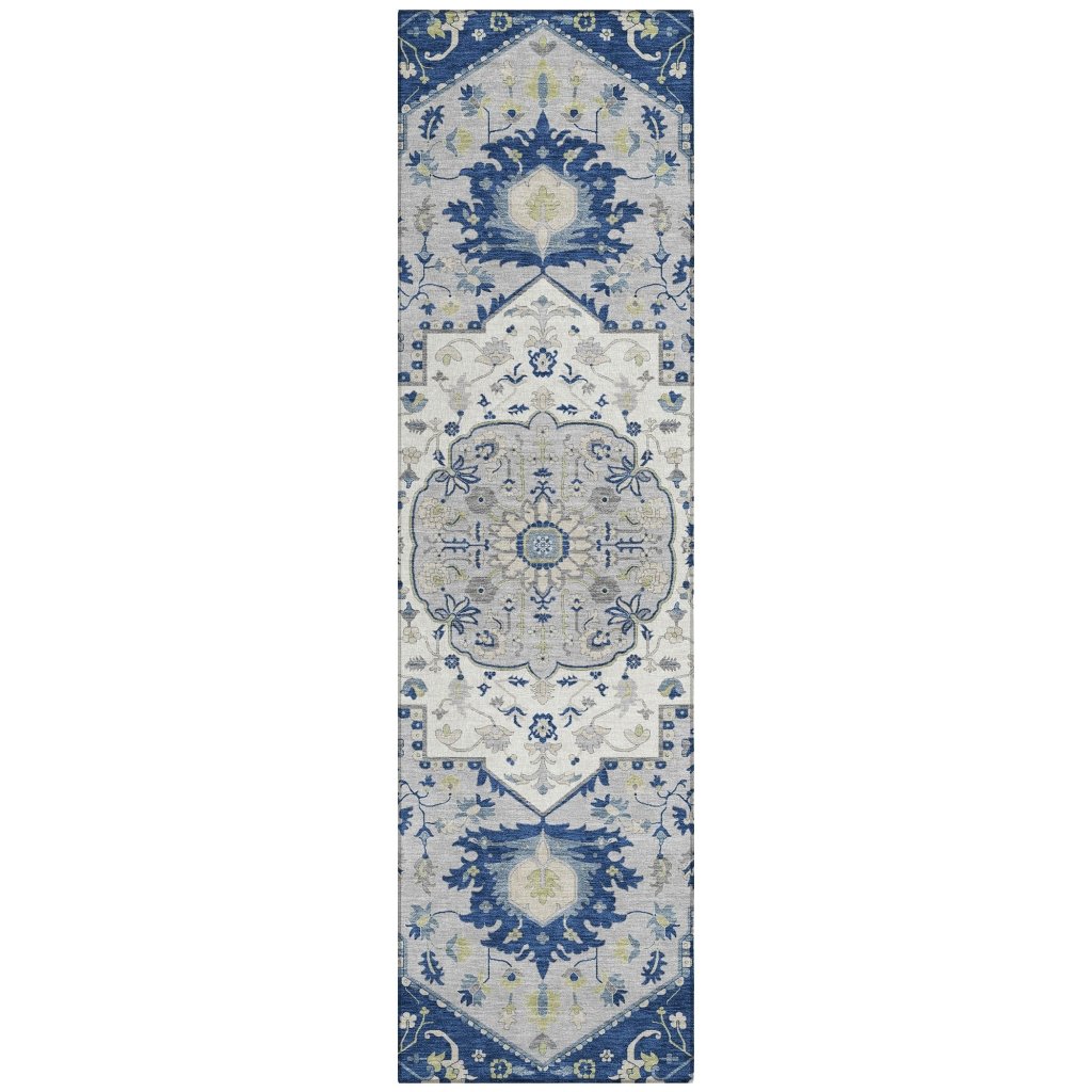 LOOMLAN Rugs Lidia Blue Washable Indoor-Outdoor Rug