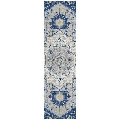 LOOMLAN Rugs Lidia Blue Washable Indoor-Outdoor Rug