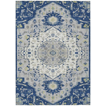LOOMLAN Rugs Lidia Blue Washable Indoor-Outdoor Rug