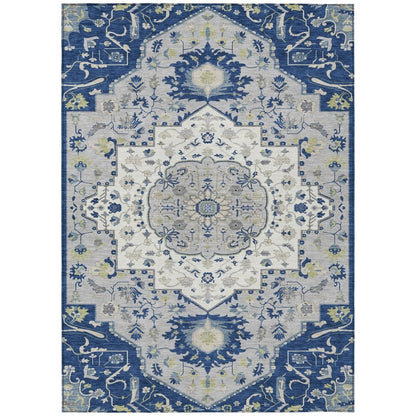 LOOMLAN Rugs Lidia Blue Washable Indoor-Outdoor Rug