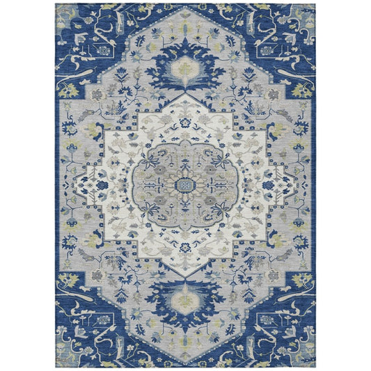 LOOMLAN Rugs Lidia Blue Washable Indoor-Outdoor Rug