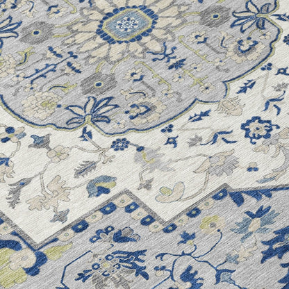 LOOMLAN Rugs Lidia Blue Washable Indoor-Outdoor Rug