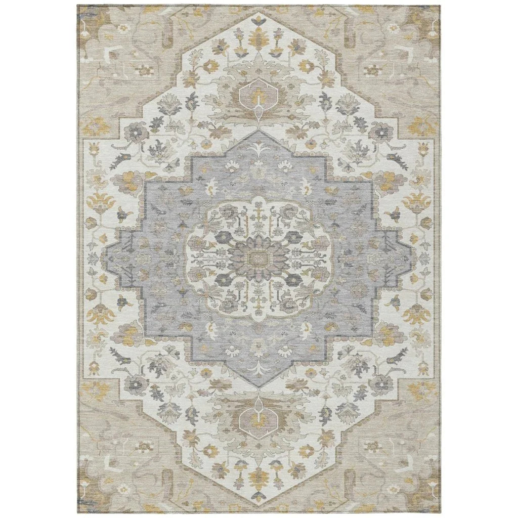 LOOMLAN Rugs Lidia Brown Washable Indoor-Outdoor Rug