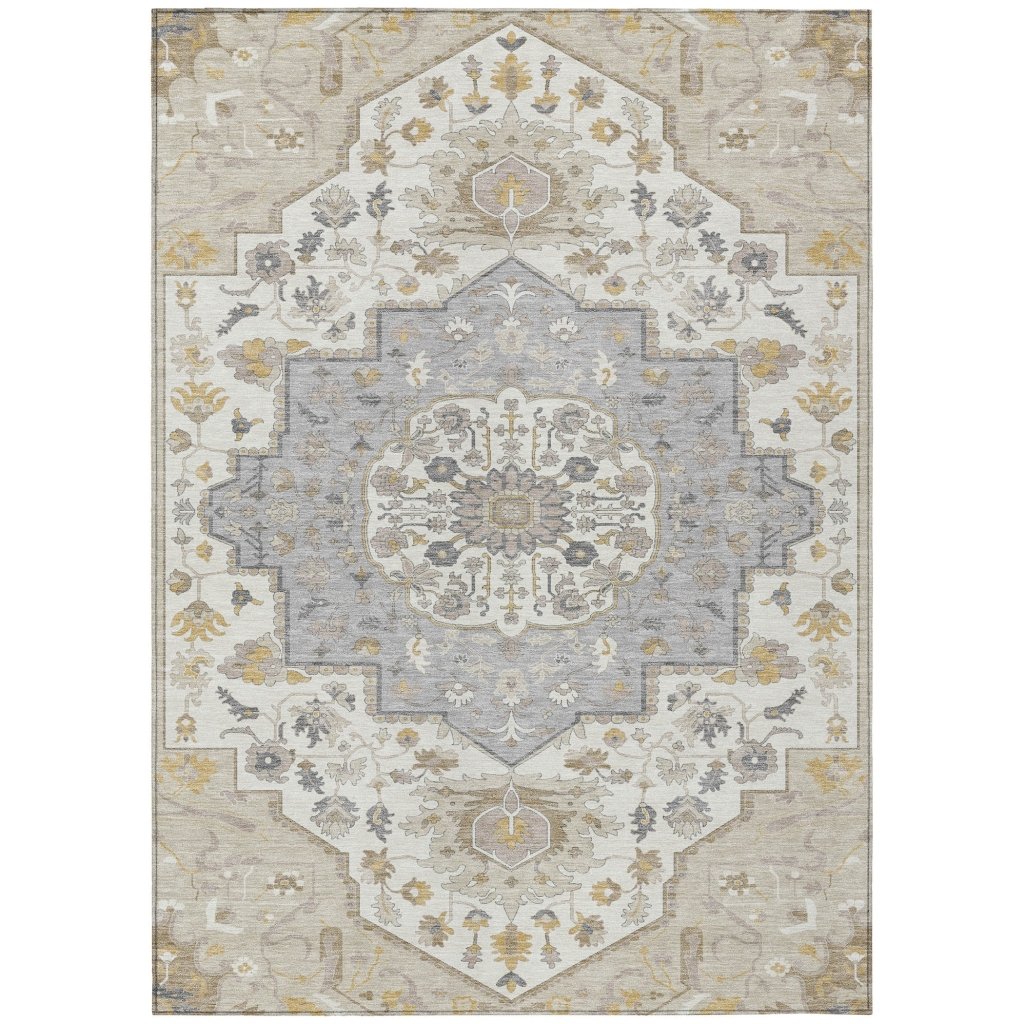 LOOMLAN Rugs Lidia Brown Washable Indoor-Outdoor Rug