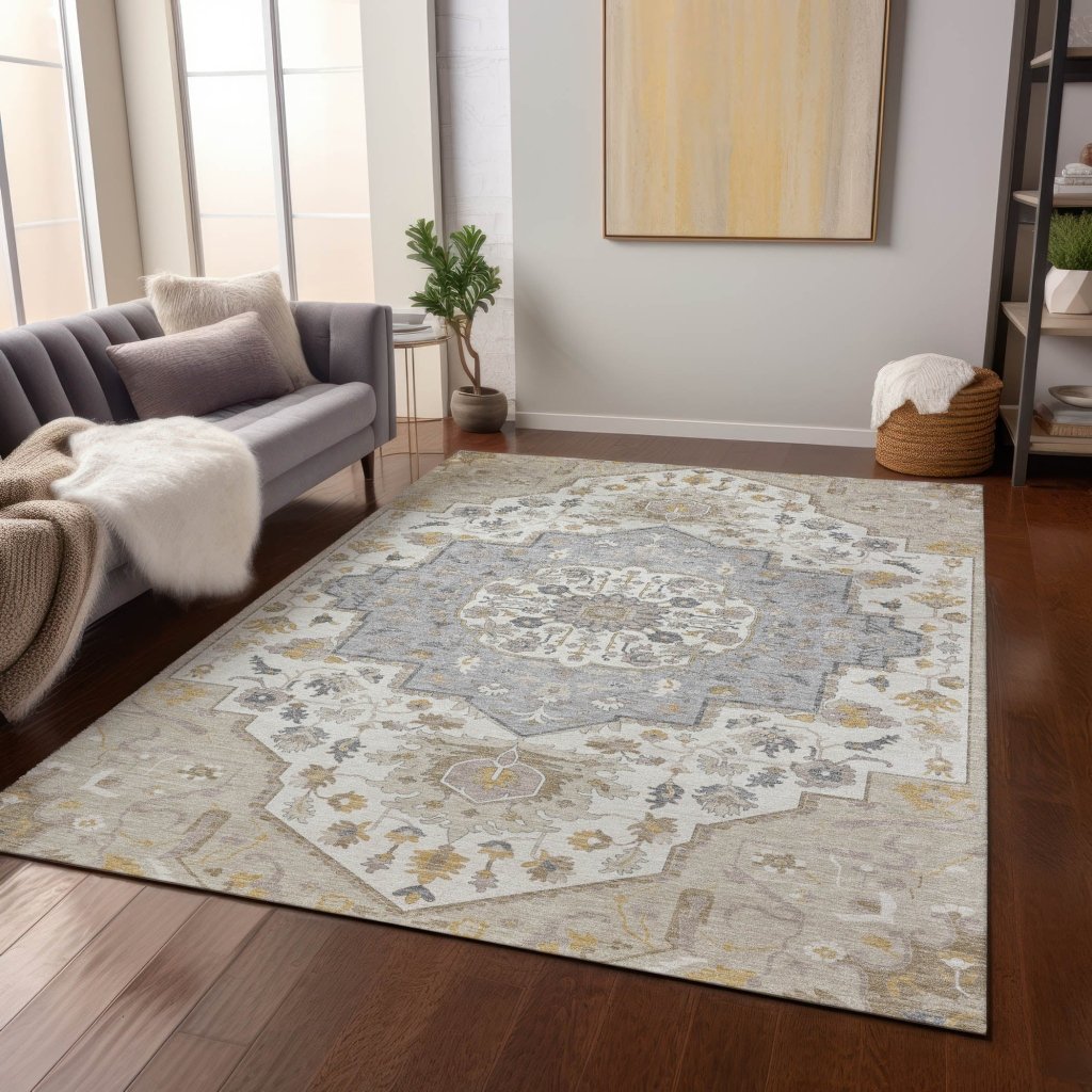 LOOMLAN Rugs Lidia Brown Washable Indoor-Outdoor Rug