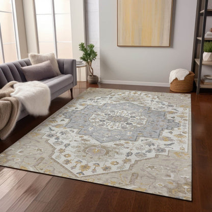 LOOMLAN Rugs Lidia Brown Washable Indoor-Outdoor Rug