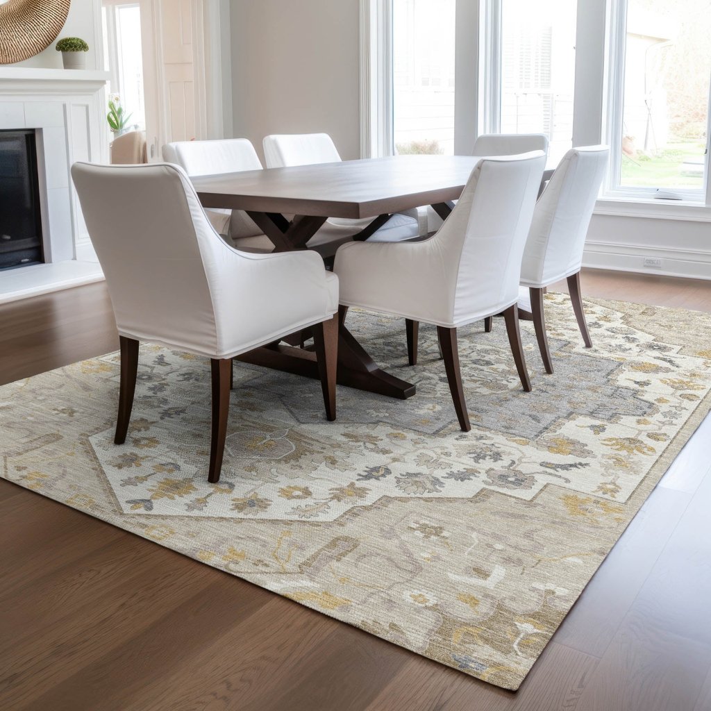 LOOMLAN Rugs Lidia Brown Washable Indoor-Outdoor Rug