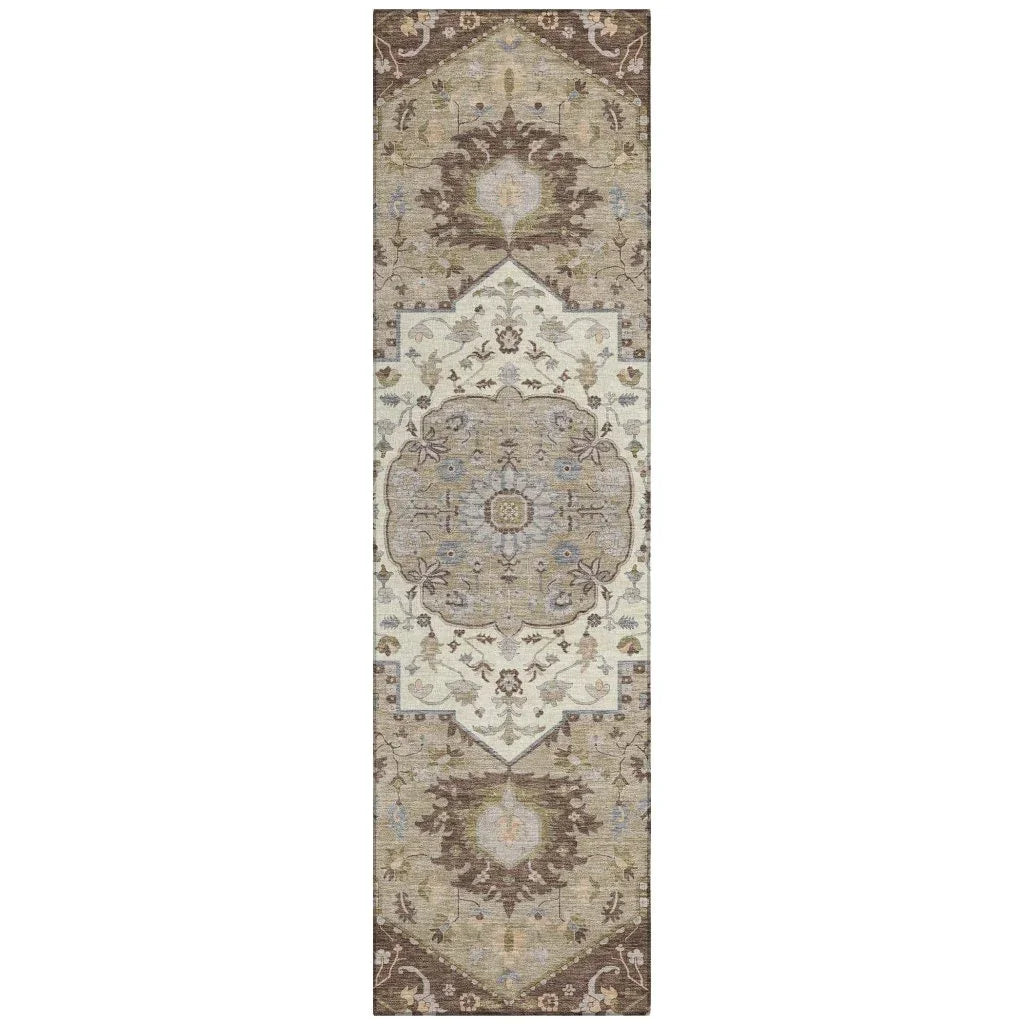 LOOMLAN Rugs Lidia Chocolate Washable Indoor-Outdoor Rug
