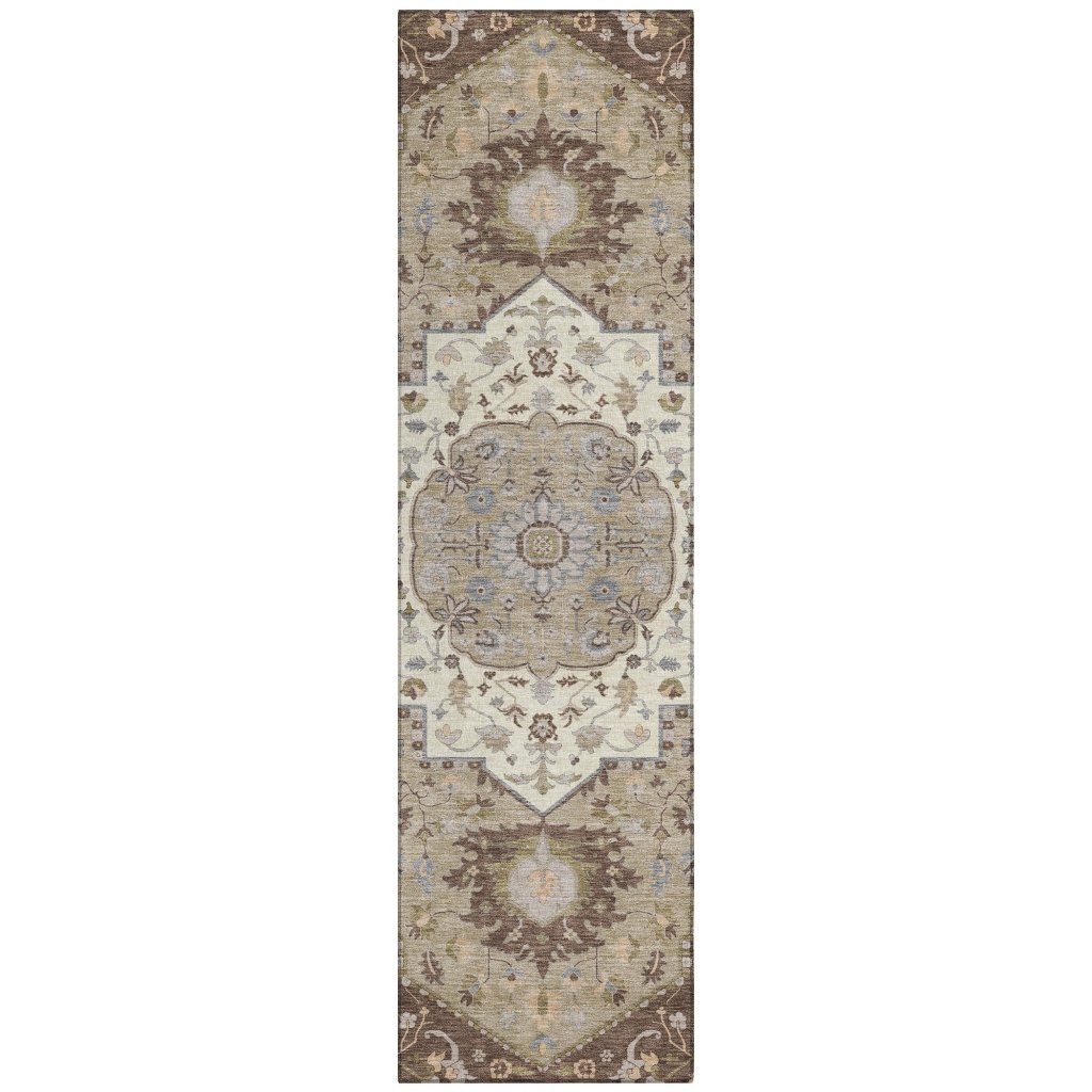 LOOMLAN Rugs Lidia Chocolate Washable Indoor-Outdoor Rug