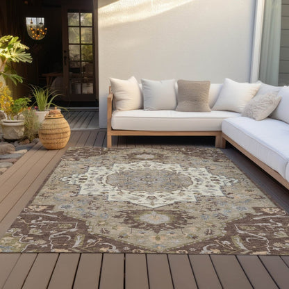 LOOMLAN Rugs Lidia Chocolate Washable Indoor-Outdoor Rug