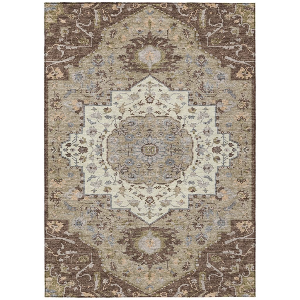 LOOMLAN Rugs Lidia Chocolate Washable Indoor-Outdoor Rug