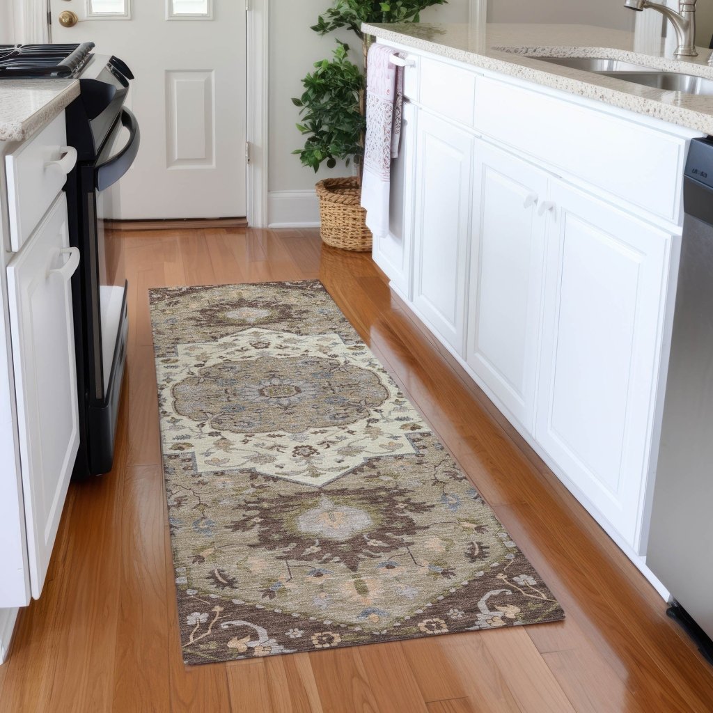 LOOMLAN Rugs Lidia Chocolate Washable Indoor-Outdoor Rug