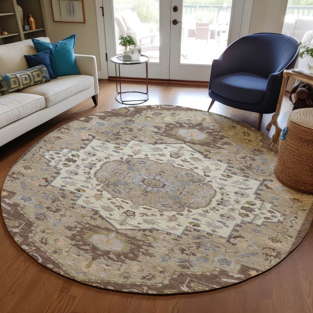 LOOMLAN Rugs Lidia Chocolate Washable Indoor-Outdoor Rug