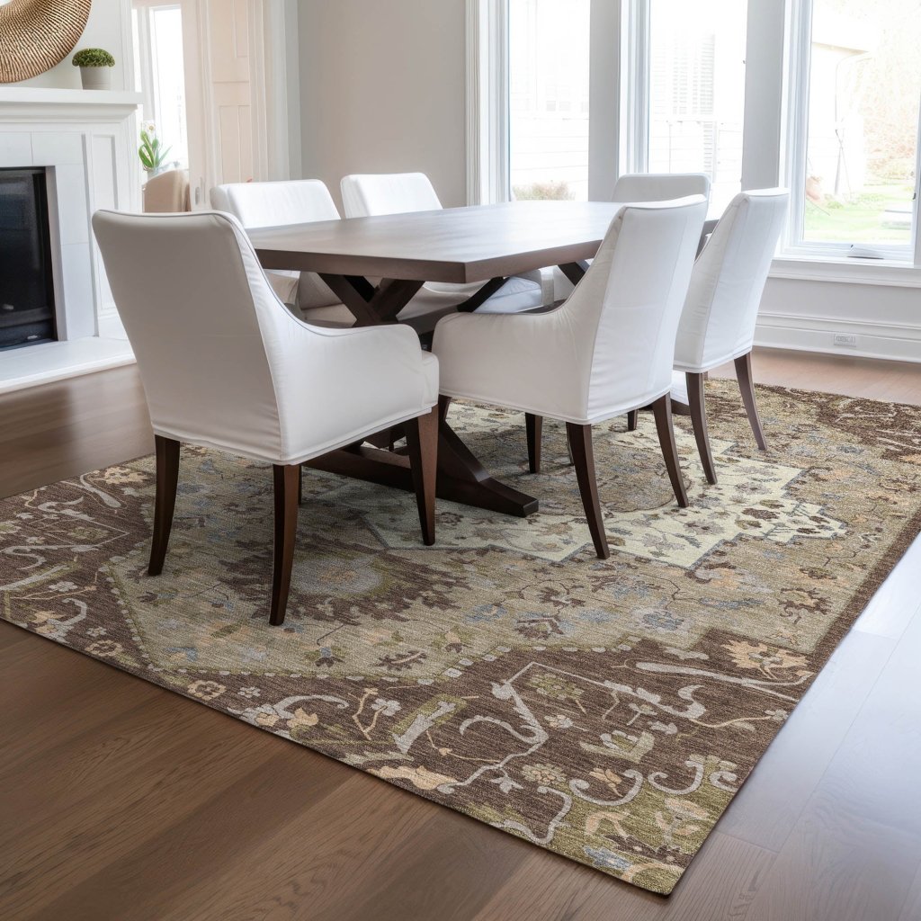 LOOMLAN Rugs Lidia Chocolate Washable Indoor-Outdoor Rug