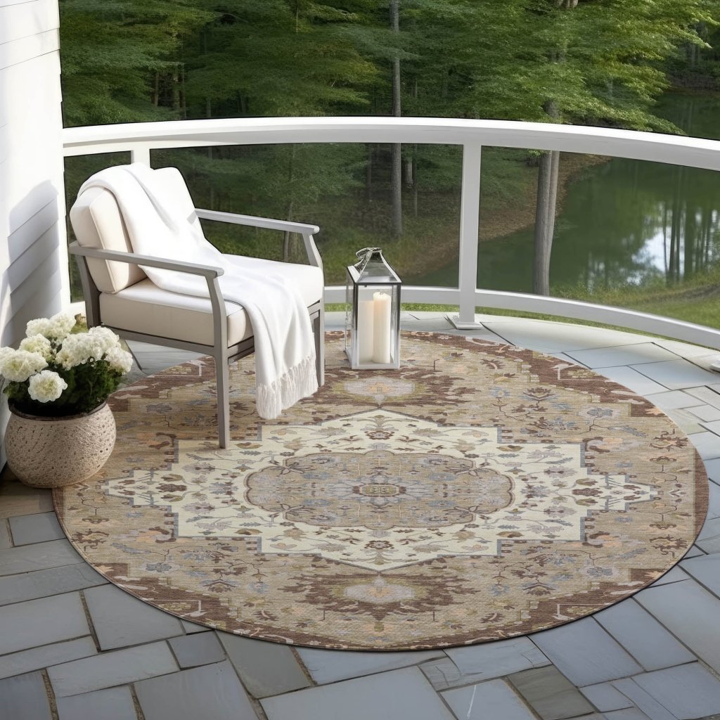 LOOMLAN Rugs Lidia Chocolate Washable Indoor-Outdoor Rug