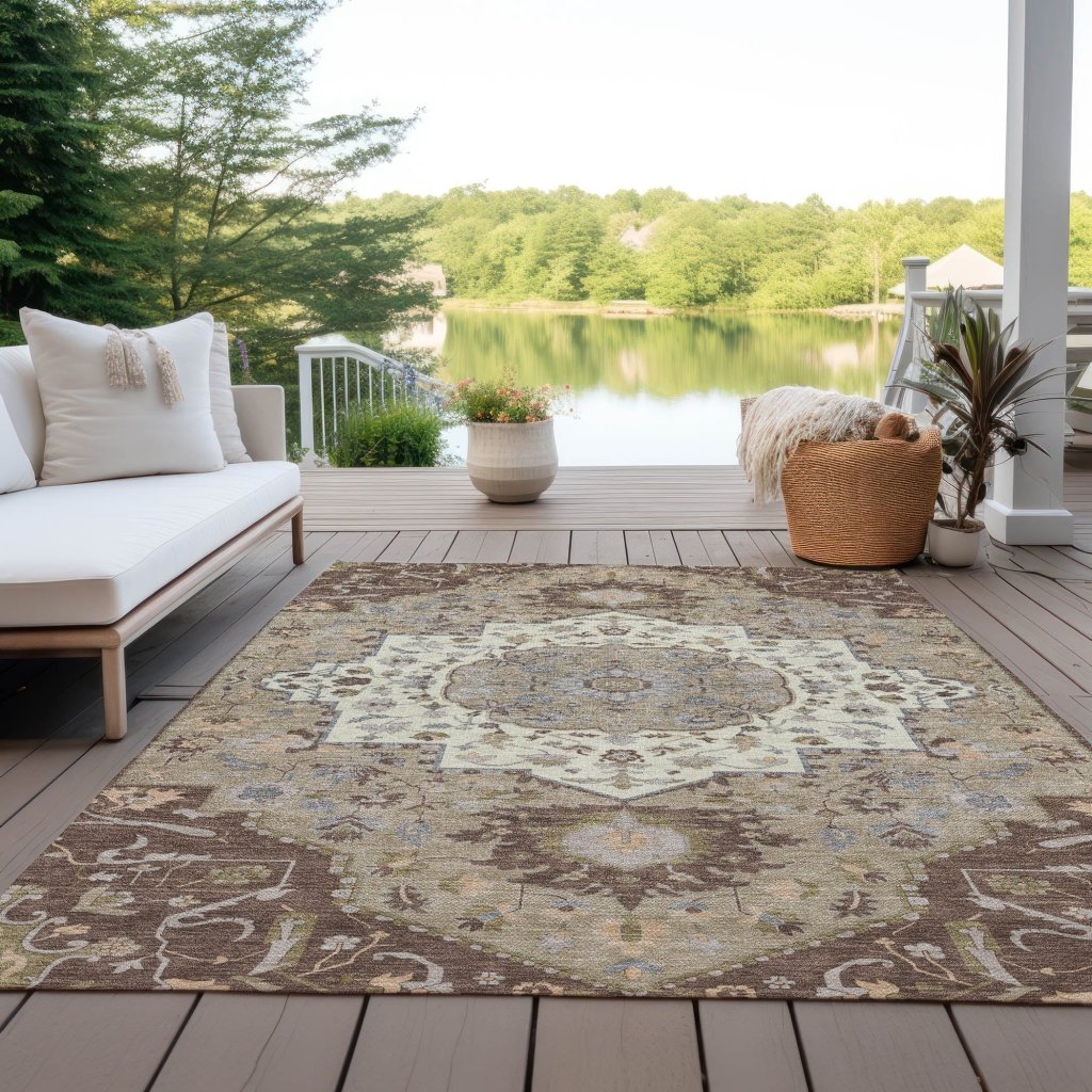 LOOMLAN Rugs Lidia Chocolate Washable Indoor-Outdoor Rug