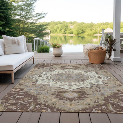 LOOMLAN Rugs Lidia Chocolate Washable Indoor-Outdoor Rug