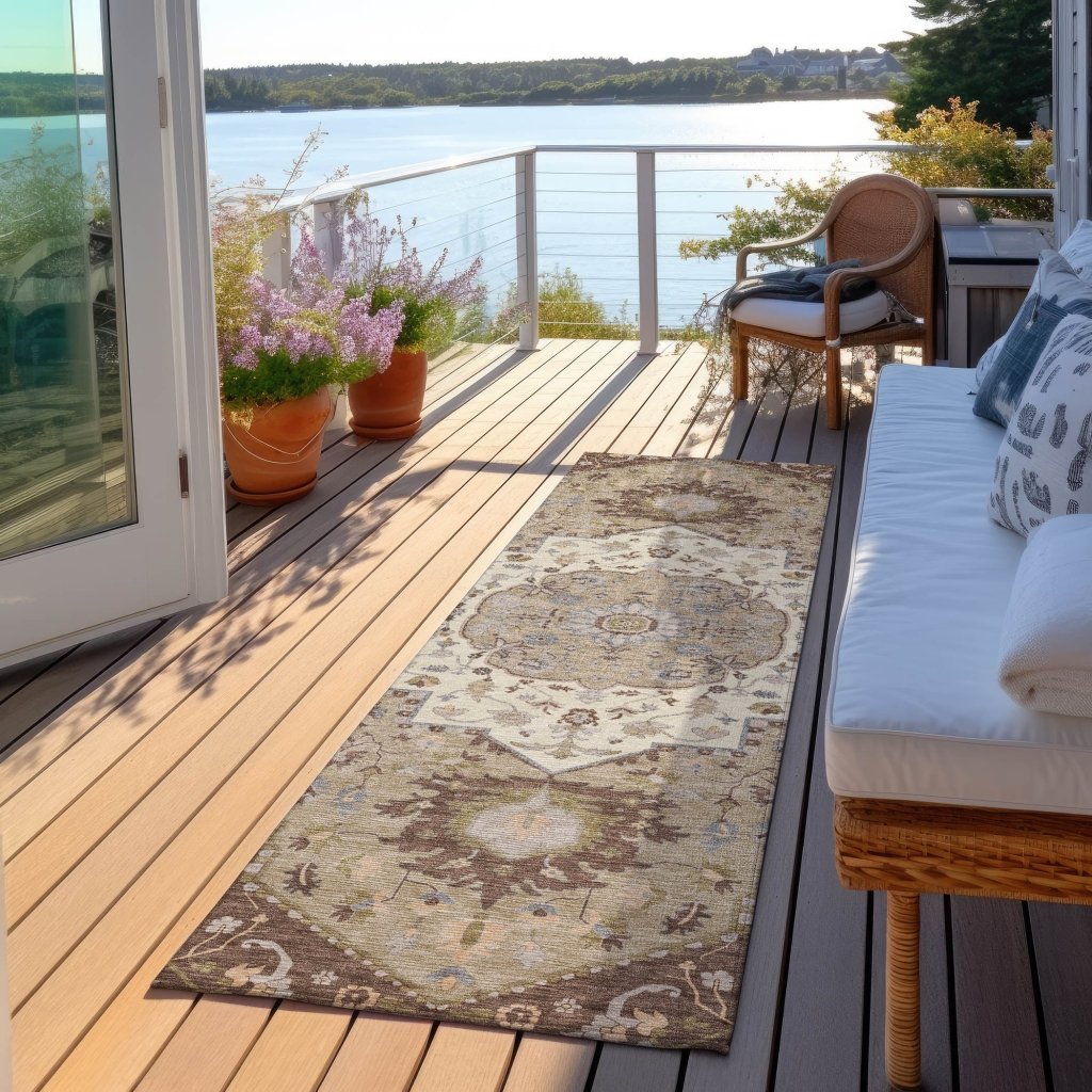 LOOMLAN Rugs Lidia Chocolate Washable Indoor-Outdoor Rug