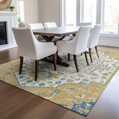 LOOMLAN Rugs Lidia Gold Washable Indoor-Outdoor Rug