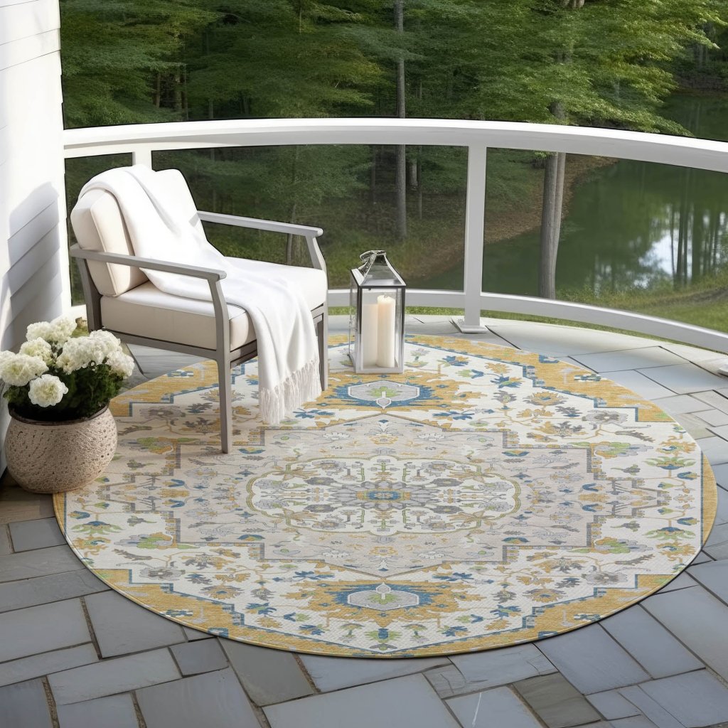LOOMLAN Rugs Lidia Gold Washable Indoor-Outdoor Rug