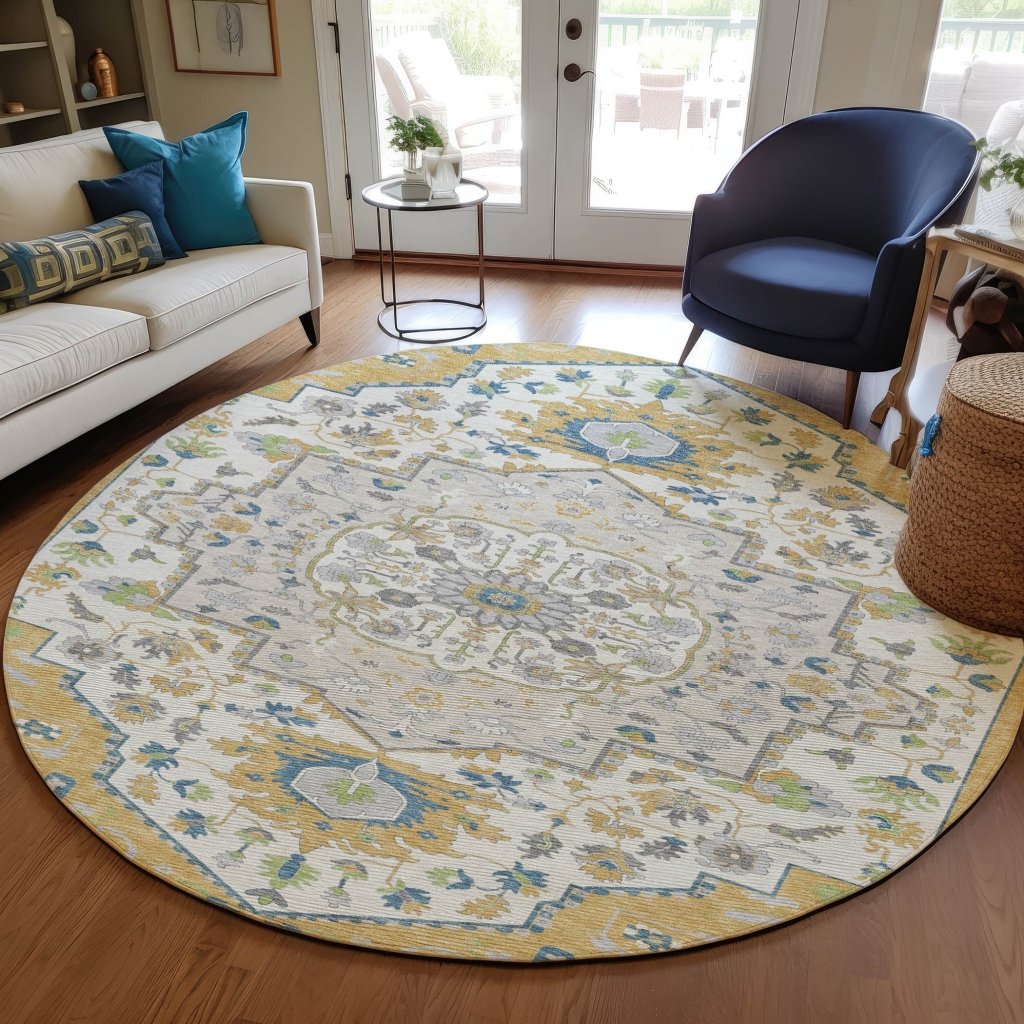 LOOMLAN Rugs Lidia Gold Washable Indoor-Outdoor Rug
