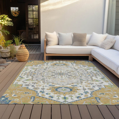 LOOMLAN Rugs Lidia Gold Washable Indoor-Outdoor Rug